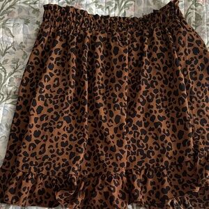 Leopard Print Ruffled Skirt - Brown/Black